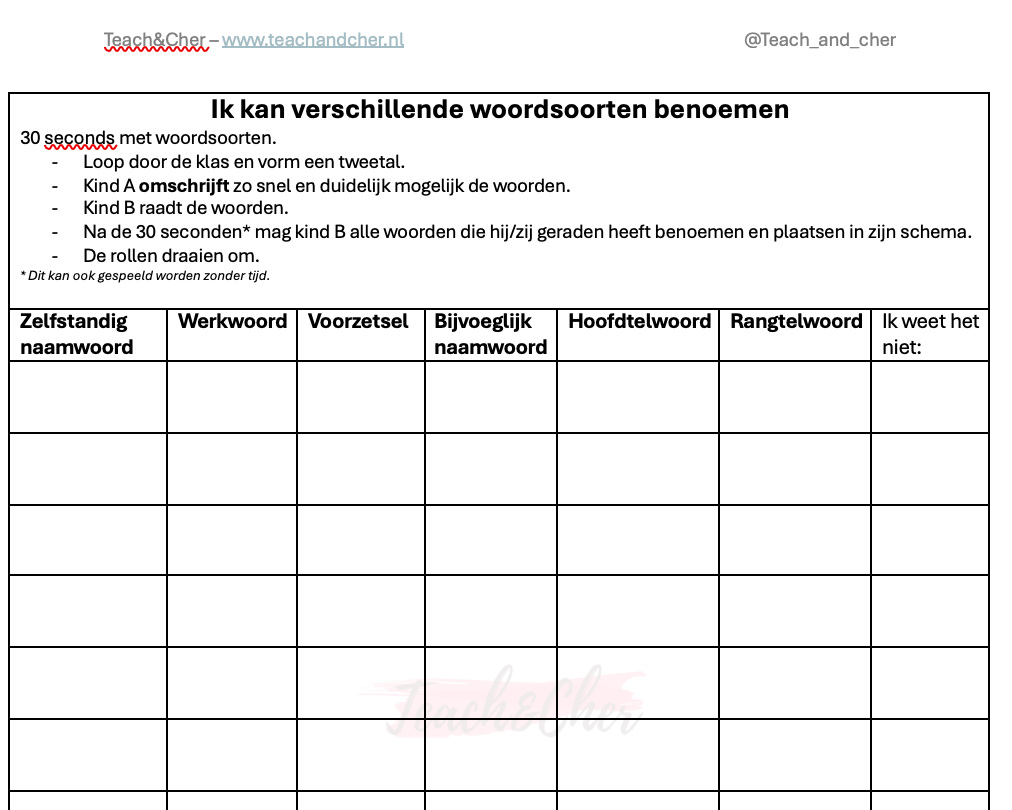 Woordsoorten 30 seconds met invulblad - Afbeelding 2